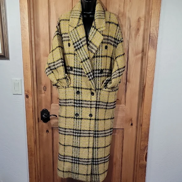 TOPSHOP Wool Blend Double Breasted Long Coat - Picture 3 of 16